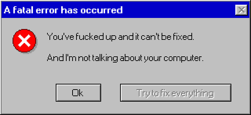 fatal error message on computer